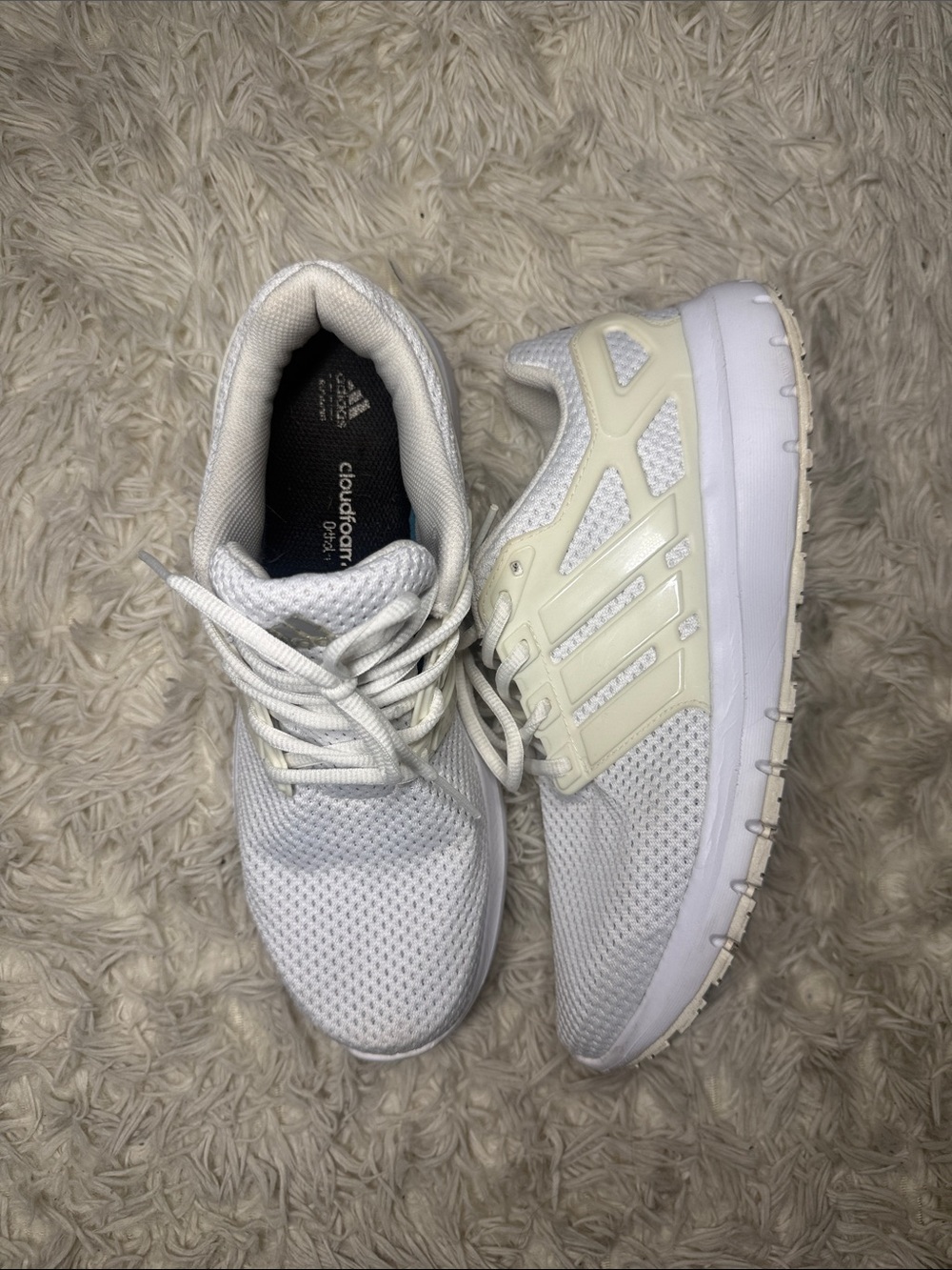 adidas White Mesh Lace-Up Athletic Sneakers